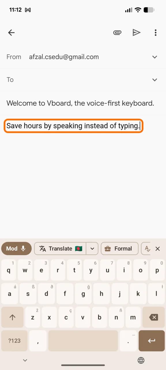 vBoard turning speech into clean text with AI actions