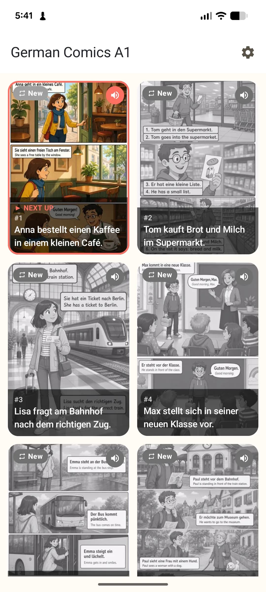 German Comics A1 library showing a grid of illustrated story covers